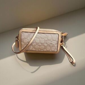 Coach Tan and Cream Crossbody and Wristlet Bag